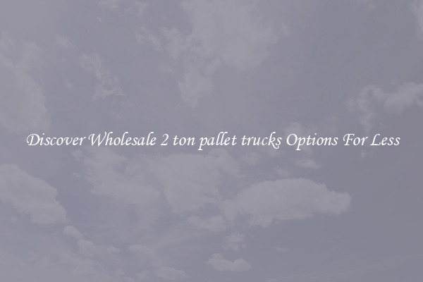Discover Wholesale 2 ton pallet trucks Options For Less