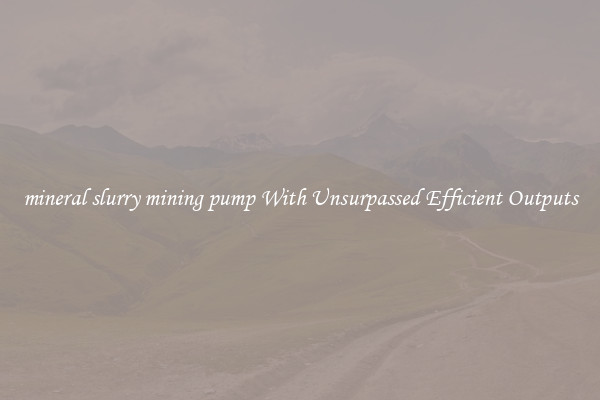mineral slurry mining pump With Unsurpassed Efficient Outputs